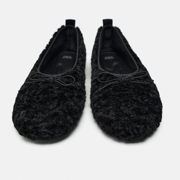 ZARA FAUX FUR FLAT SLINGBACKS - Picture 2 of 8